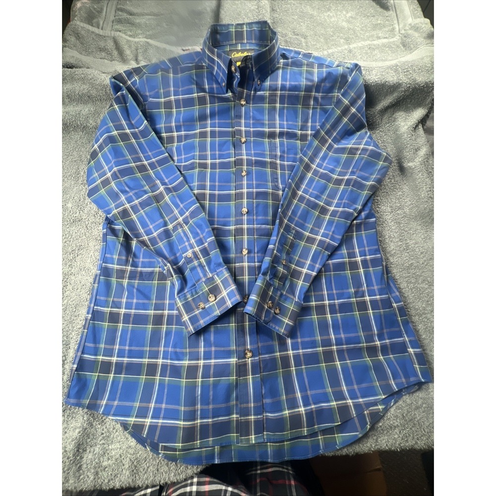 Cabellas Mens XLT Shirt  Plaid Long Sleeve Cotton Button Front Great Value‎